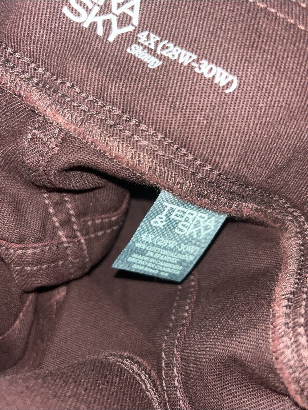 Terra & Sky High Rise Pull On Jegging Darkest Brown 4X (28W-30W) NWT - Picture 5 of 5